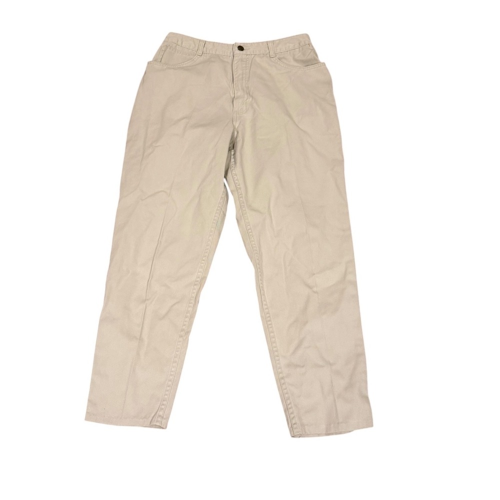 Vtg 90s Talbots Petites Khaki Chino Pants Mom 8p Beige Cotton Straight‎ Leg USA